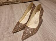 Grajewo ogłoszenia: Sprzedam buty złote roz 36.(wkladka 23). Raz tylko założone. - zdjęcie